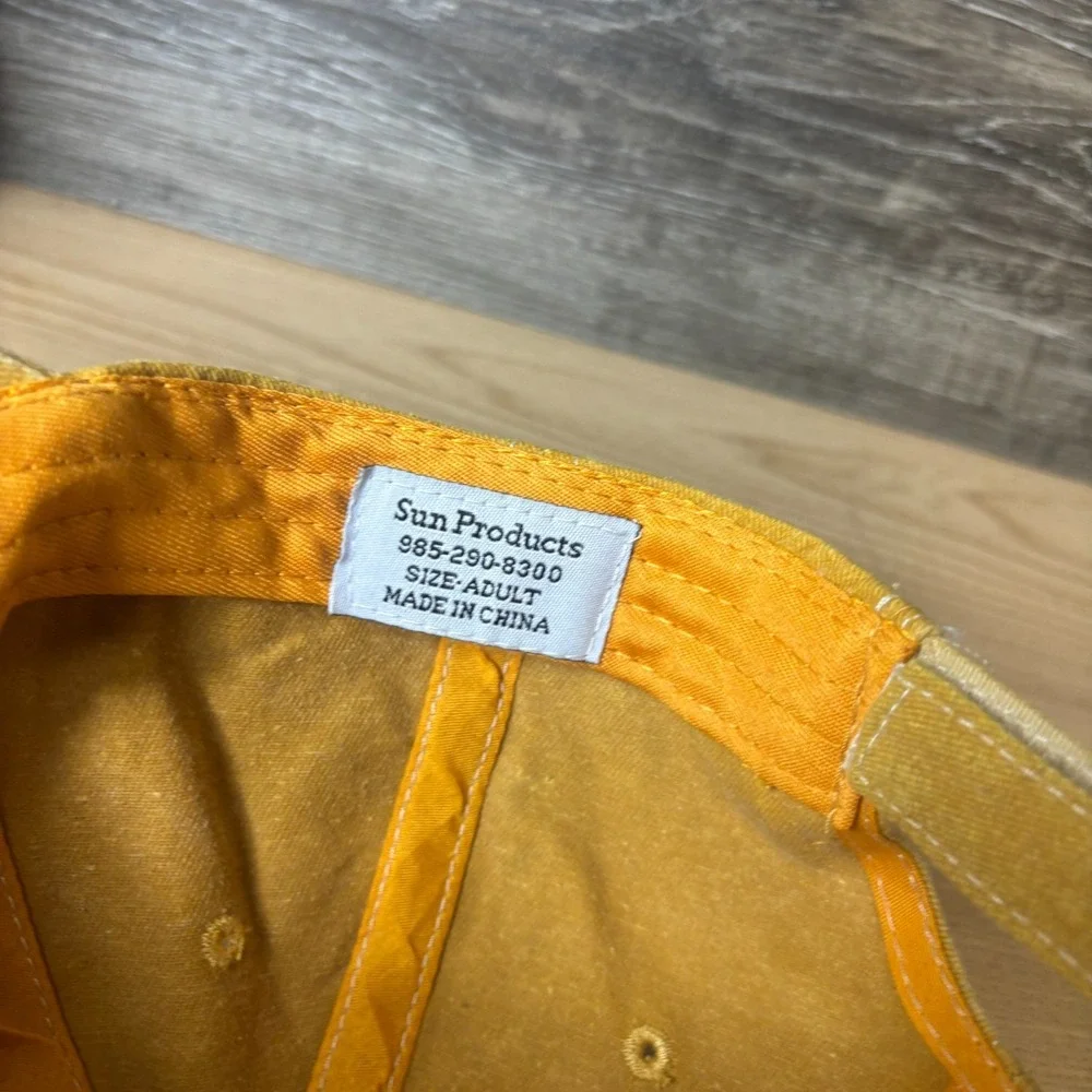 New Orleans Hat Cap Strap Back Yellow Distressed Patch Adjustable